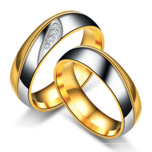 Кольцо для пары из нержавеющей стали, обручальные кольца из нержавеющей стали с бриллиантами, золото 18 карат, модное корейское кольцо с кубическим цирконием